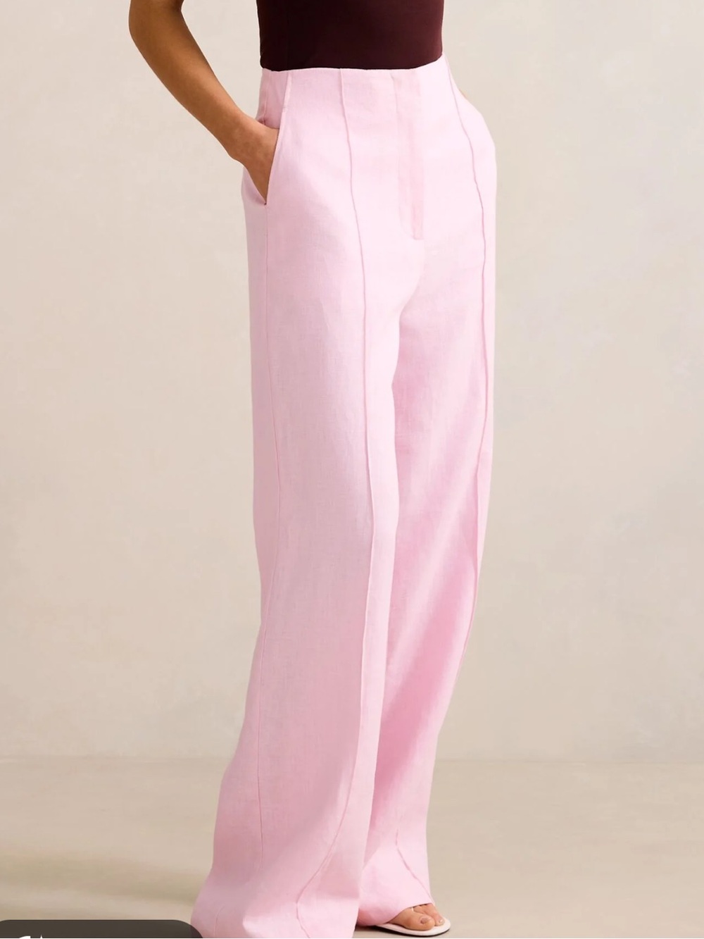 Vintage Kasper for J.L. Sport, Ltd  
Wide-Leg Tailored Pants in Ballet Pink 🩷